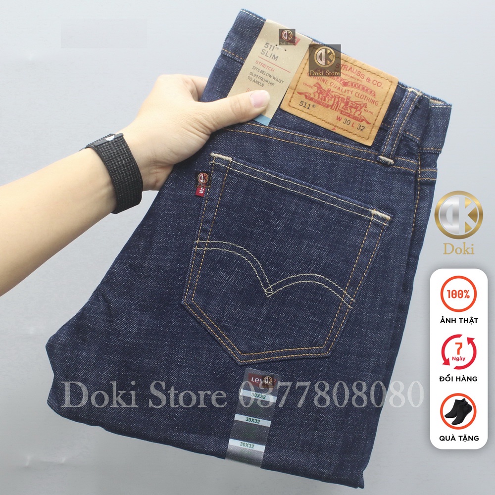 Quần Jean Nam Cao Cấp Xanh Đen Đẹp, Quần Bò Nam Chất Vải Co Giãn Thoải Mái, DOKI DK-10