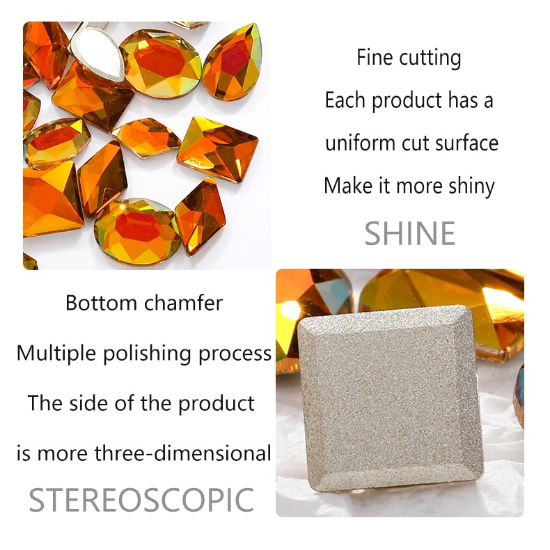Set 20 Viên Đá Quý Nhân Tạo Mặt Phẳng Dùng Trang Trí Móng Tay Nghệ Thuật