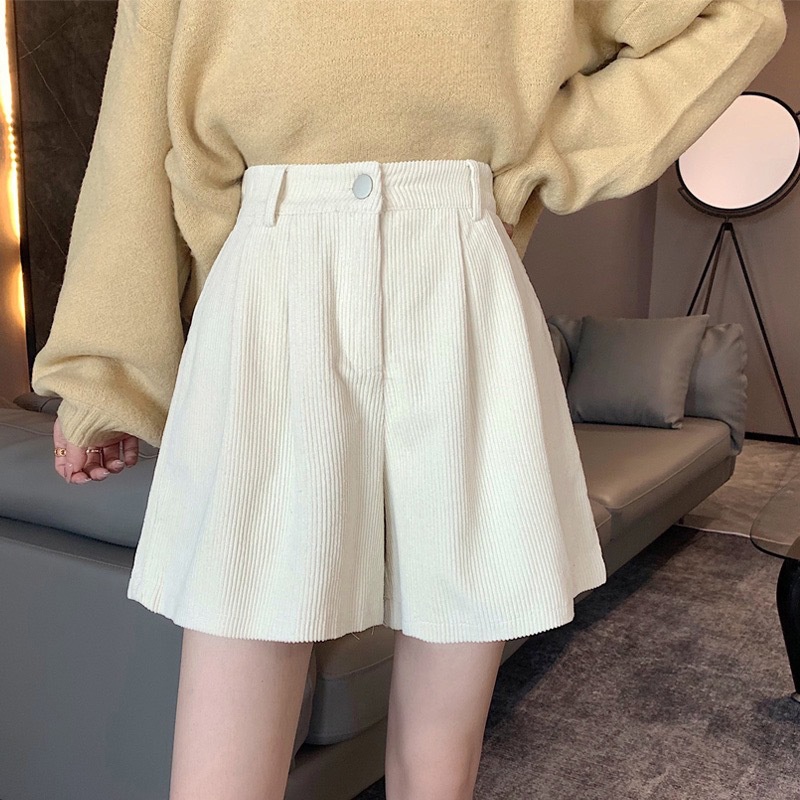 Quần short nhung tăm IELGY dáng chữ A cạp cao mặc ngoài thời trang cho nữ