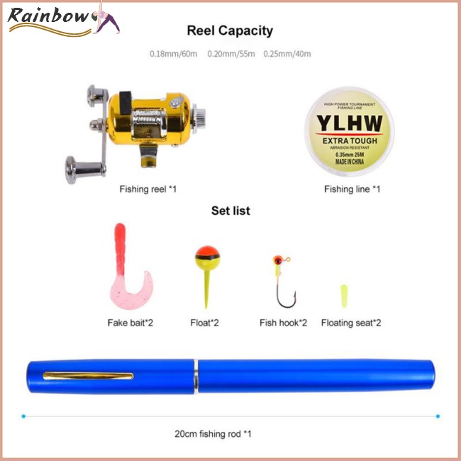 Cần Câu Cá Mini Bỏ Túi Bằng Sợi Thủy Tinh Dạng Bút