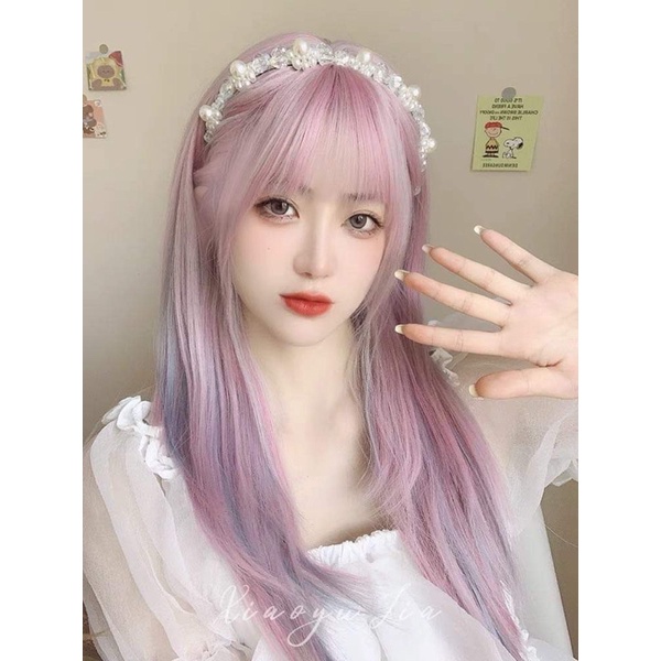 Tóc giả nguyên đầu móc line-tặng lưới chùm tóc