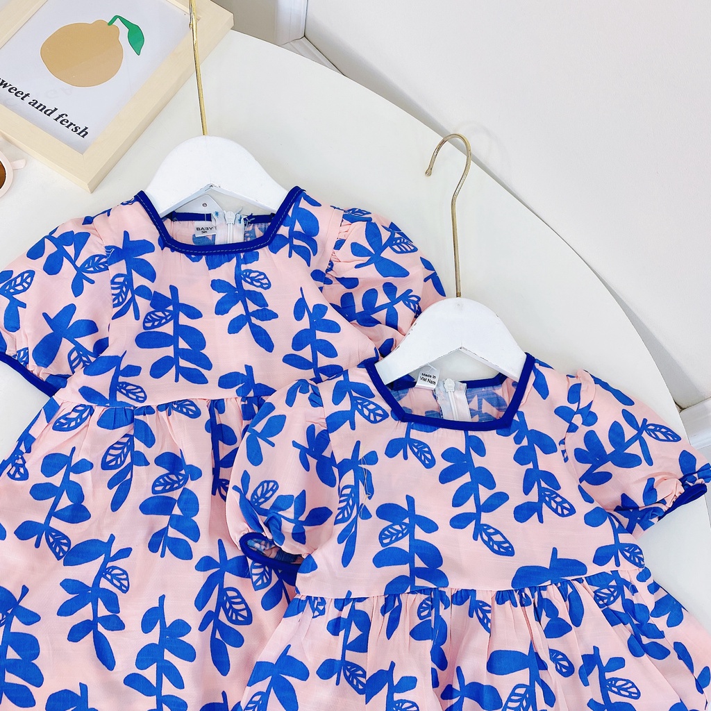[V31] Váy Họa Tiết Hoa Sang Chảnh Cho Bé Gái Chất Liệu Vải Đũi Mềm Đẹp Đủ Size Từ 8-20Kg VNXK Nhật-Hàn