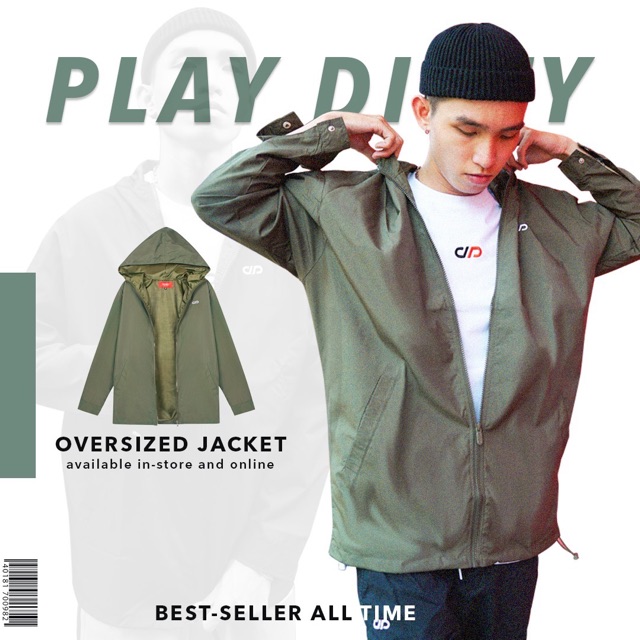 Áo khoác OVERSIZED tay dài chất liệu dù kiểu dáng unisex - PLAY DIRTY STREETWEAR