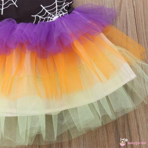 ღ♛ღBest Halloween Kids Baby Girls Lace Ruffle Tutu Skirt Tulle Dresses Cosplay Clothes