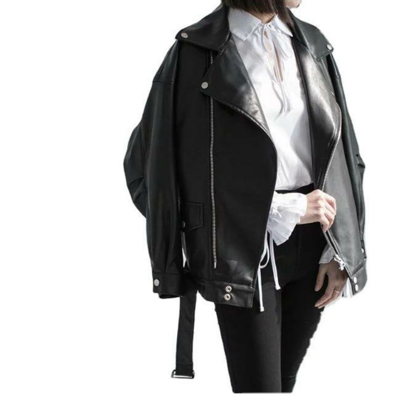 Áo da nữ oversize Hàn Quốc style biker [có ảnh thật]