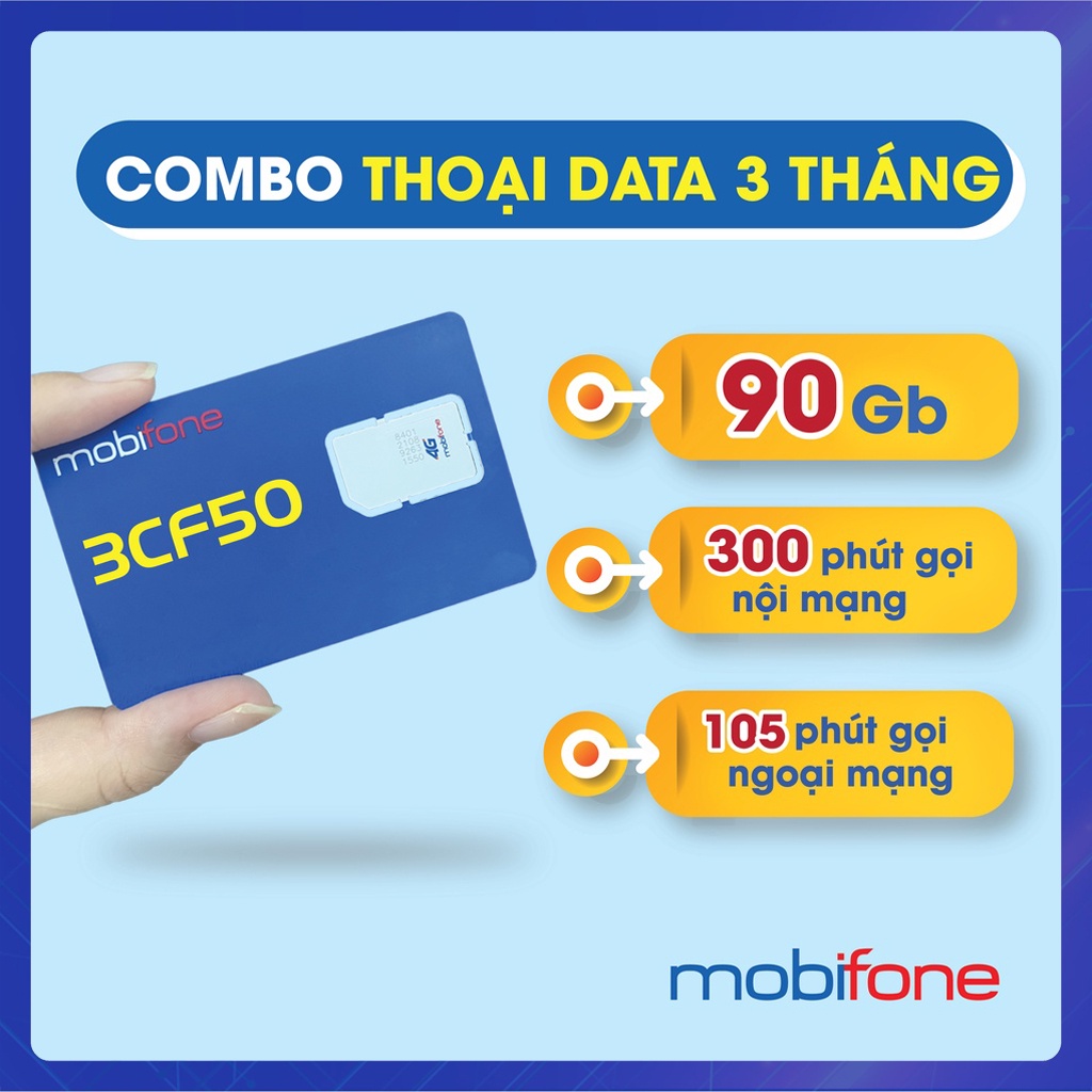 Sim mobifone 90GB trong 3 tháng, được chọn số - Sim 4g mobifone trọn gói 1 năm - Mobifone store
