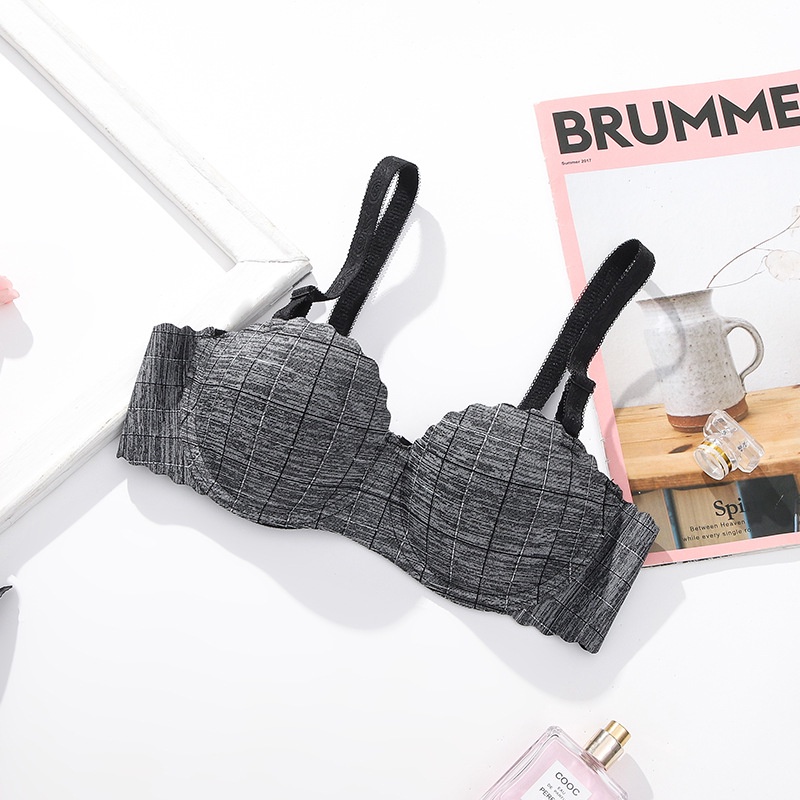 Áo lót có gọng nâng ngực cup chéo kẻ caro su đúc đệm trái tim siêu dày 4cm xịn mịn