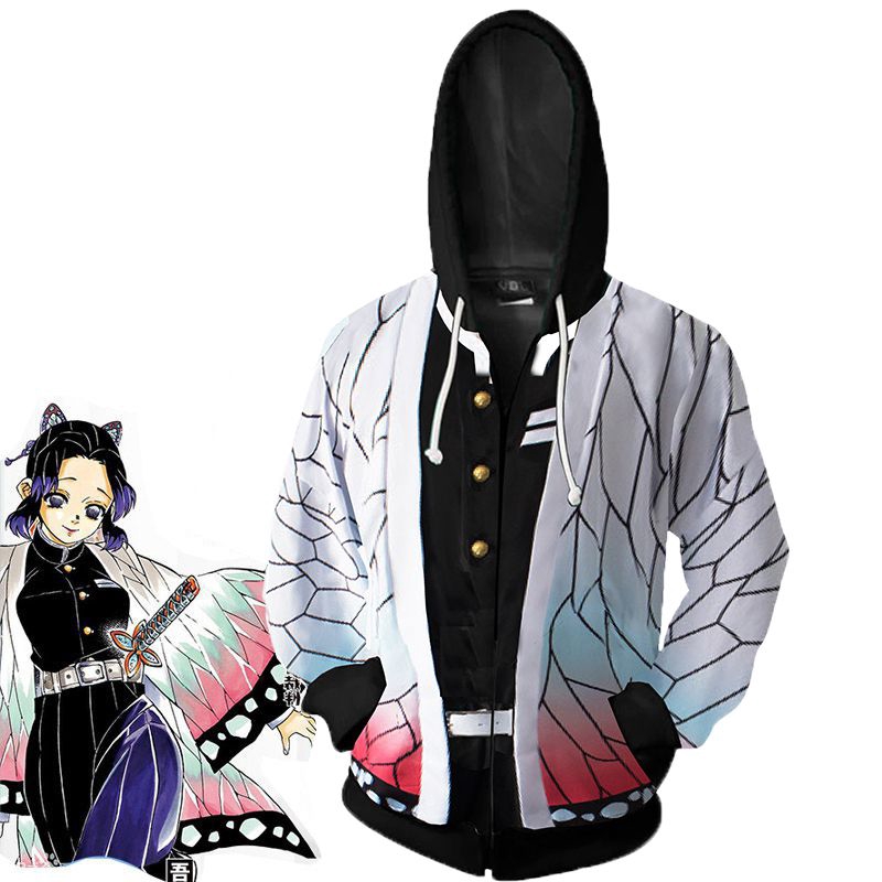 Áo Hoodie khóa kéo mô phỏng trang phục nhân vật anime Kimetsu no Yaiba Kochou Shinobu | BigBuy360 - bigbuy360.vn