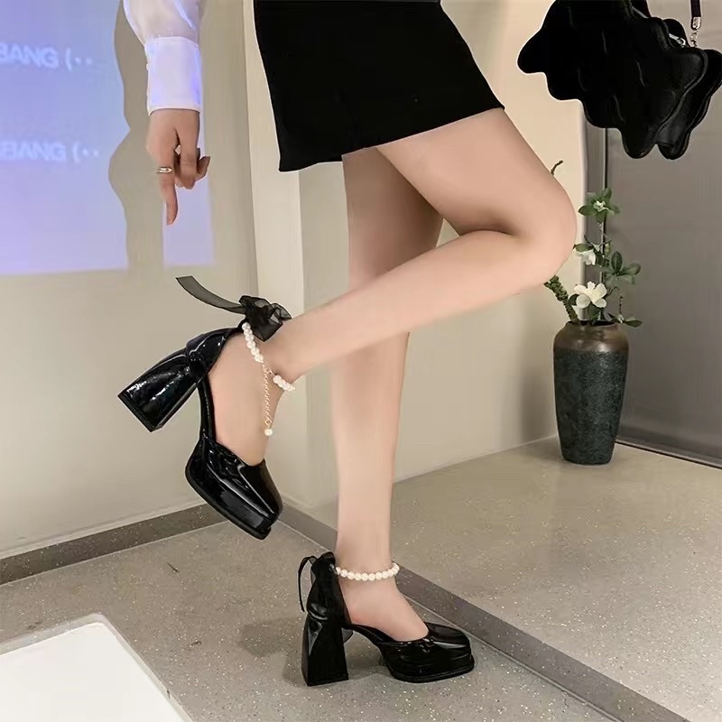 GIÀY CAO GÓT MŨI VUÔNG QUAI NƠ