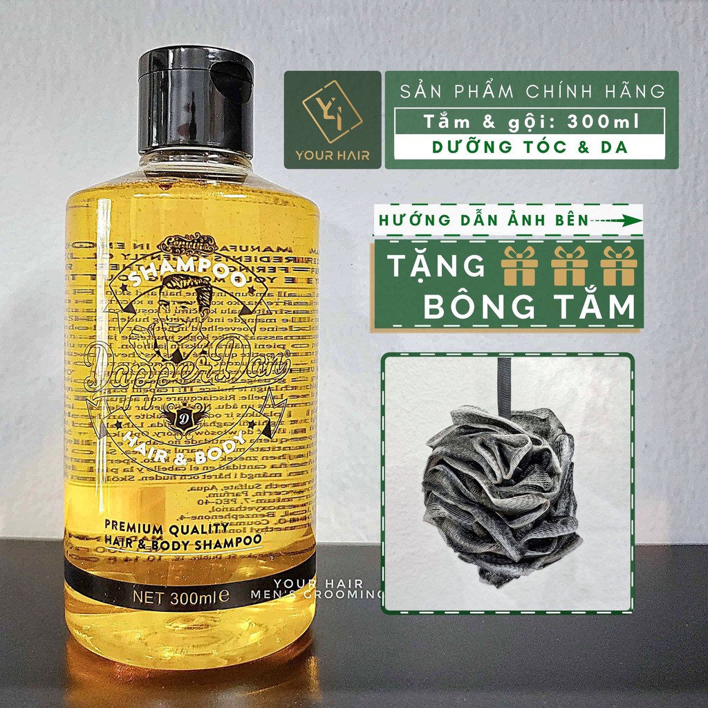 [Tặng Bông Tắm] Dầu gội Sữa tắm 2 trong 1 Dapper Dan Hair & Body Shampoo 300ml | Chính hãng UK