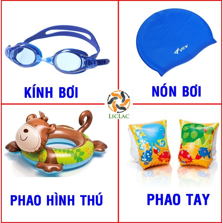 COMBO Phao Bơi Cho Bé ( Phao Hình Thú + Phao Tay + Nón Bơi + Kính Bơi ) Sản Phẩm Cao Cấp