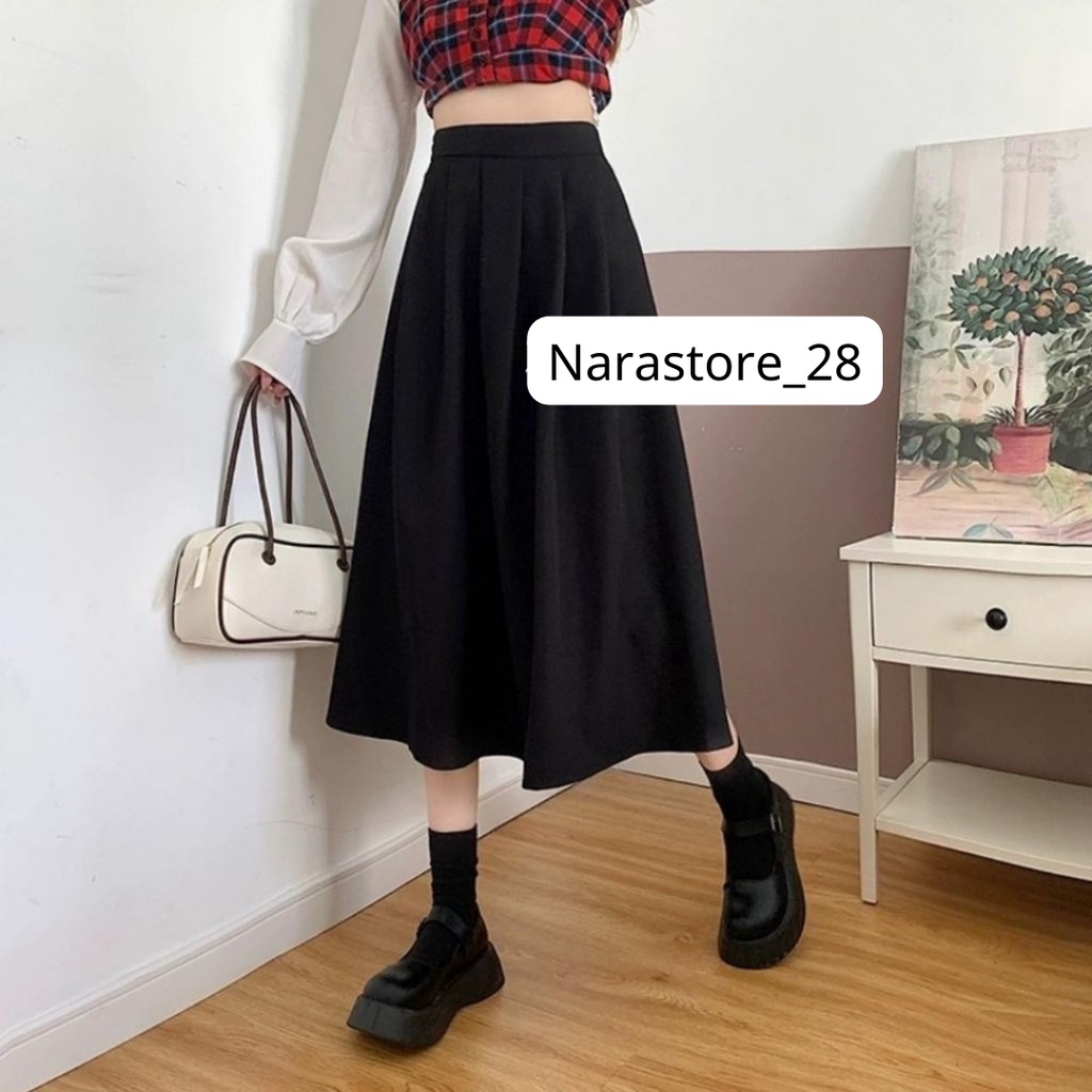 Chân váy dài xòe 70cm vải tuyết mưa dáng công sở