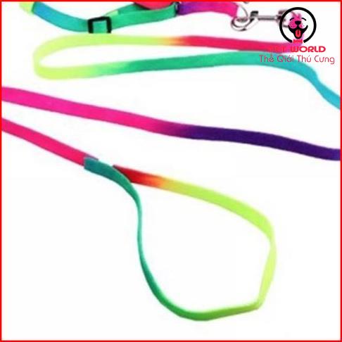 Dây Dắt Đai Người Cầu Vồng Cho Chó Mèo Dưới 5kg