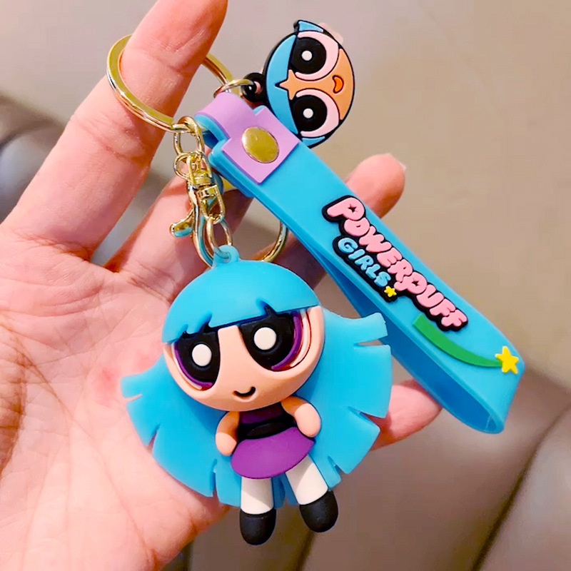 Móc khóa hoạt hình dễ thương cô gái đặc biệt hành động hình anime powerpuff girl phụ kiện trang sức cầm tay túi sáng tạo mặt dây chuyền