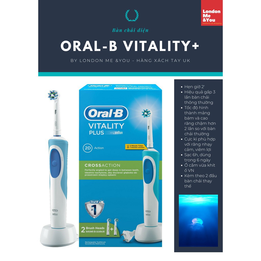 [CHÍNH HÃNG]  Bàn chải điện Oral-B Vitality Plus