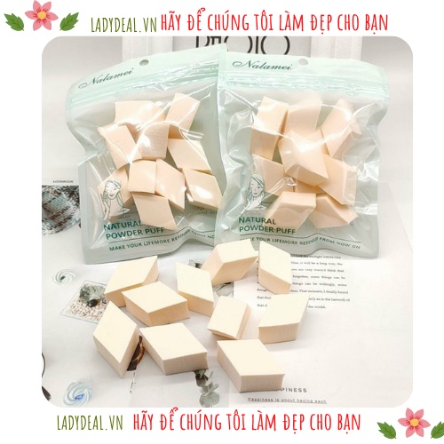 Set 10 miếng bông vát góc tán kem cực hiệu quả - Tán kín vùng góc mắt, cánh mũi, 10 miếng thay thế đảm bảo vệ sinh