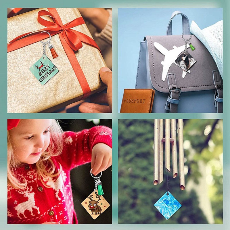 Móc Khóa Bằng Sợi Da Phối Tua Rua Mdf Truyền Nhiệt