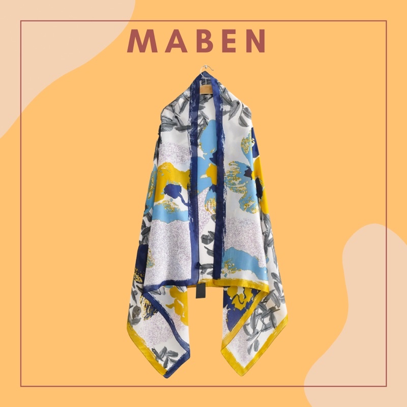 Khăn choàng cổ lụa mềm cao cấp in hoa văn hoa - Maben