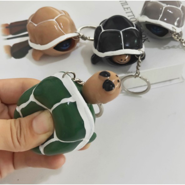 Móc Khóa Rùa Silicon Bóp Thụt Lồi Đầu Thú Vị