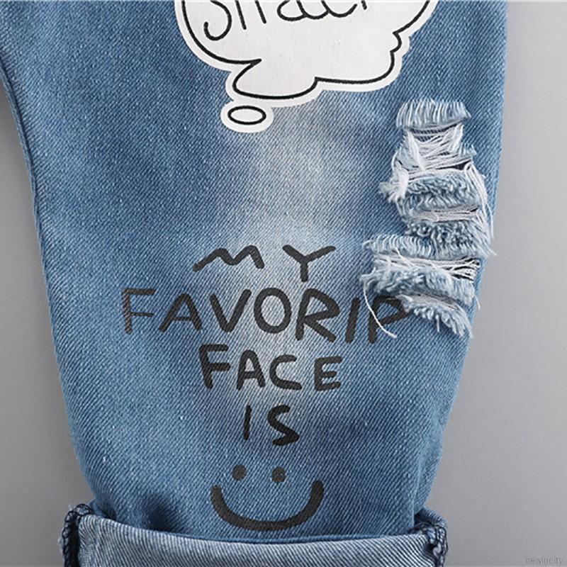 Set áo tay dài + quần jeans phong cách Hàn Quốc cho bé trai