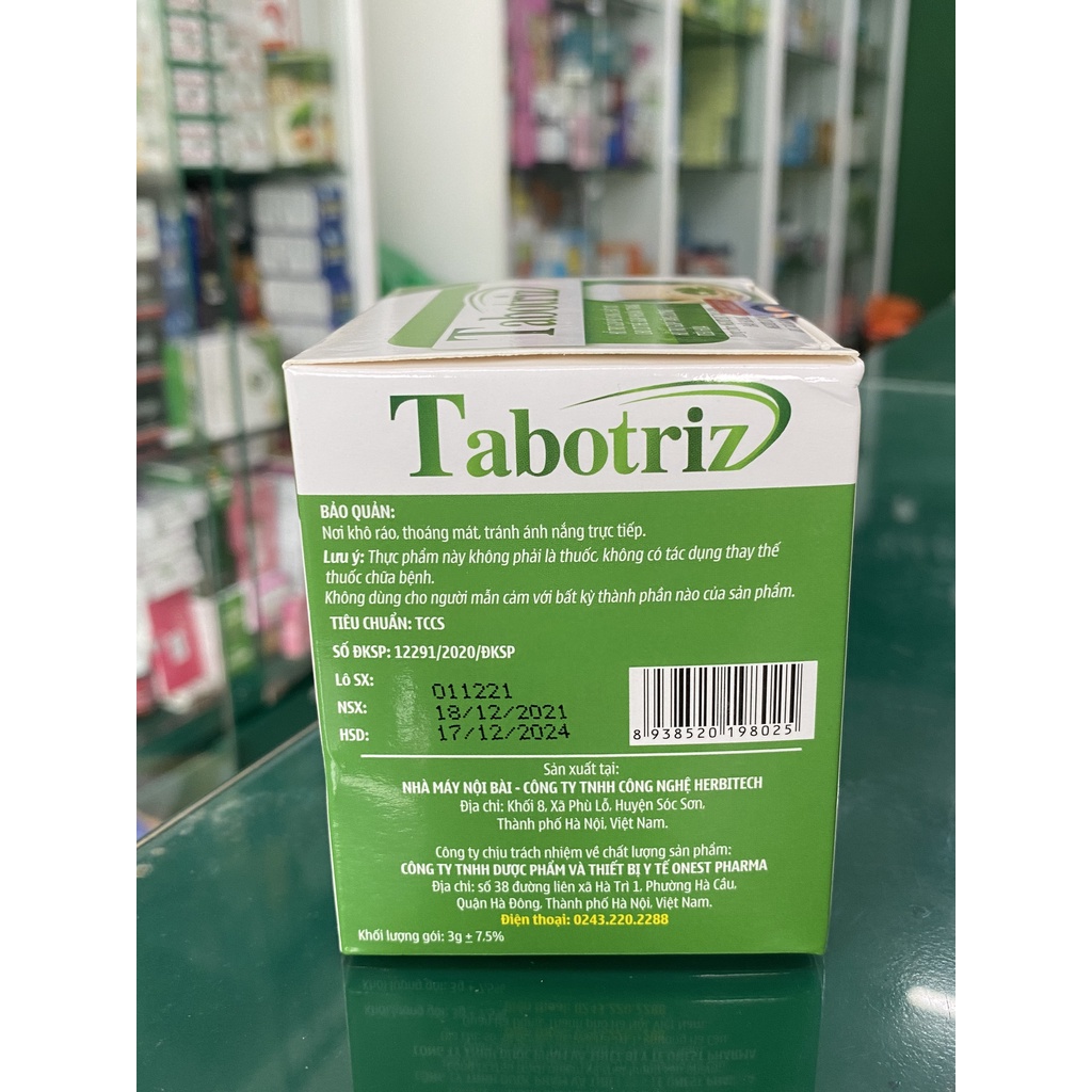 Tabotriz - Hỗ trợ bổ sung chất xơ cho cơ thể, hỗ trợ giảm nguy cơ táo bón, tăng cường tiêu hoá và hỗ trợ nhuận tràng