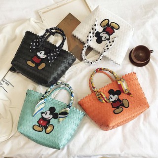 ✇☂✜Túi Xách Đan Cói Thiết Kế Hình Mickey Đơn Giản Thời Trang Đi Biển Xinh Xắn