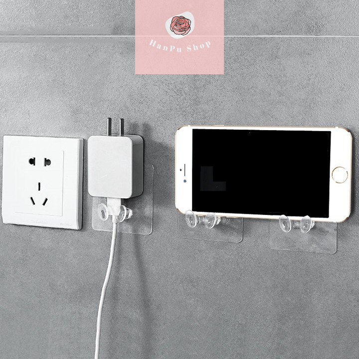 Móc Dán Tường Treo Phích Cắm Điện Trong Suốt Chịu Lực Tiện Ích