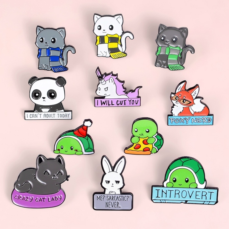 Ghim cài áo hình động vật hoạt hình ngộ nghĩnh chất liệu hợp kim kẽm