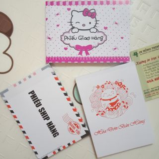 Combo 10 phiếu giao hàng hello kitty, 5 quyển phong bì thư , 5  quyển mèo thần tài giá chỉ 170k