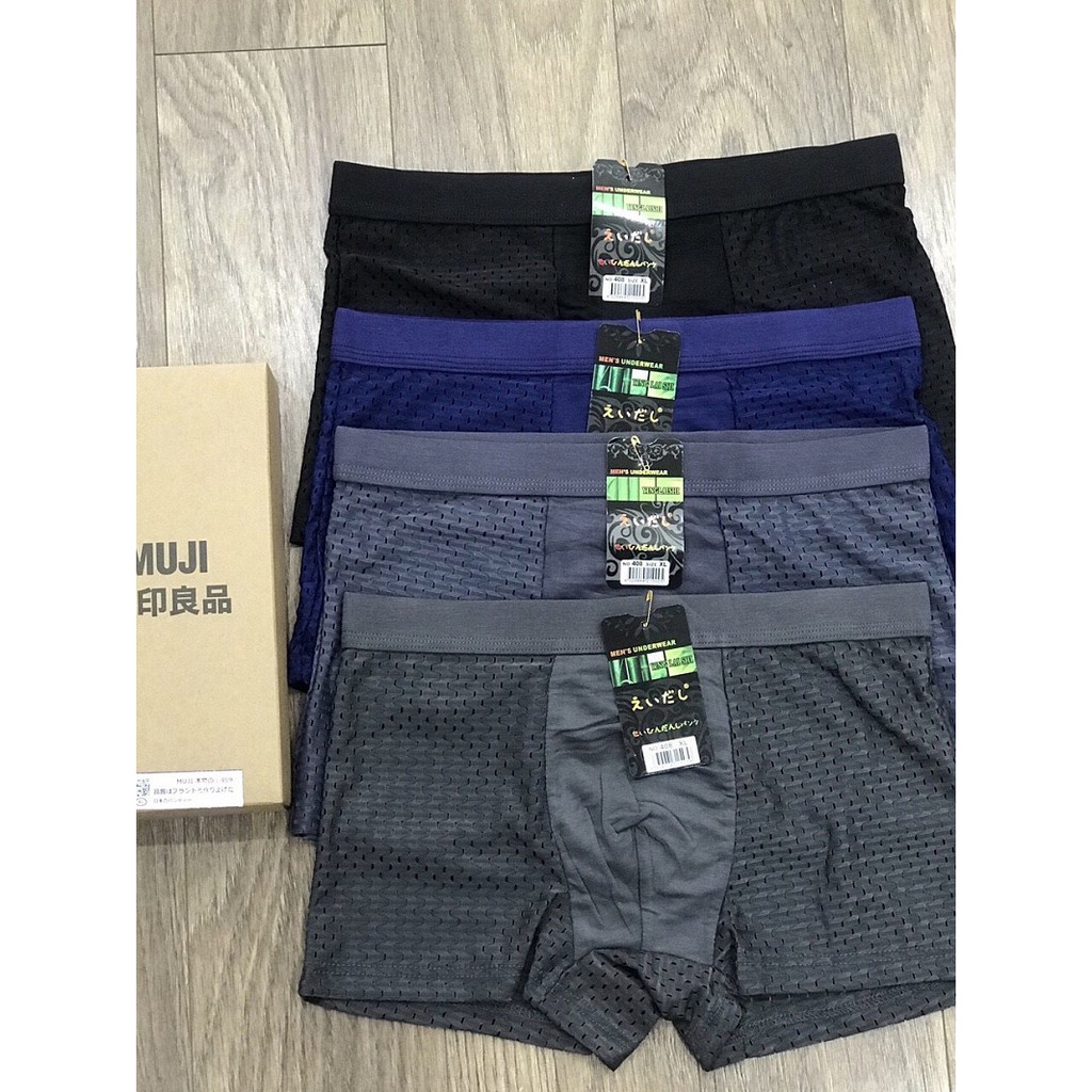 Hộp 4 Quần sịp đùi nam Thun lạnh Cạp To Thông hơi siêu mát - Hàng cao cấp xuất Nhật