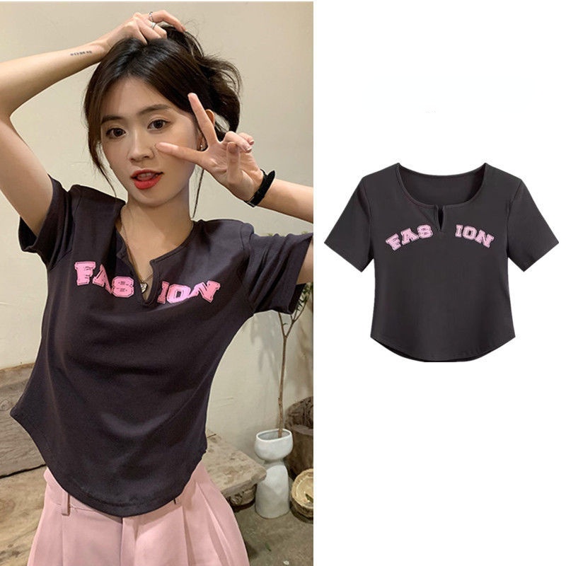 Áo Thun Ngắn Tay Họa Tiết Kẻ Sọc Thời Trang Mùa Hè 2022 Cho Nữ