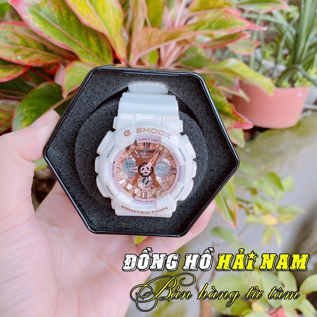 Đồng hồ nữ G-Shock.GA120.[Hải Nam] Màu Trắng Hồng,Mặt 46mm,dây cao su thể thao nam nữ cá tính