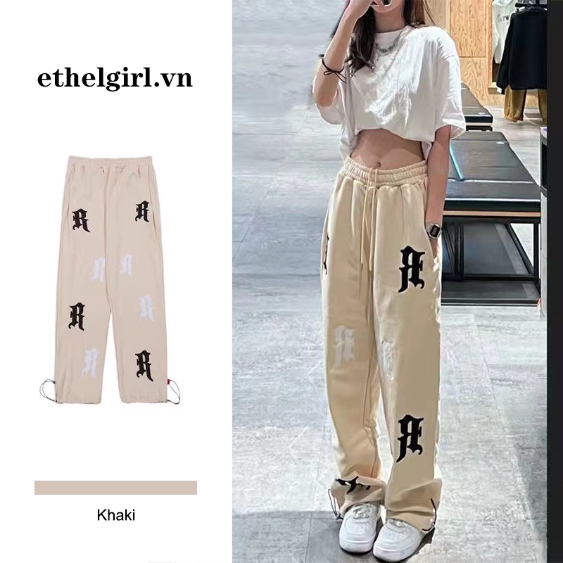 Quần ống rộng lưng cao thời trang retro cho nữ