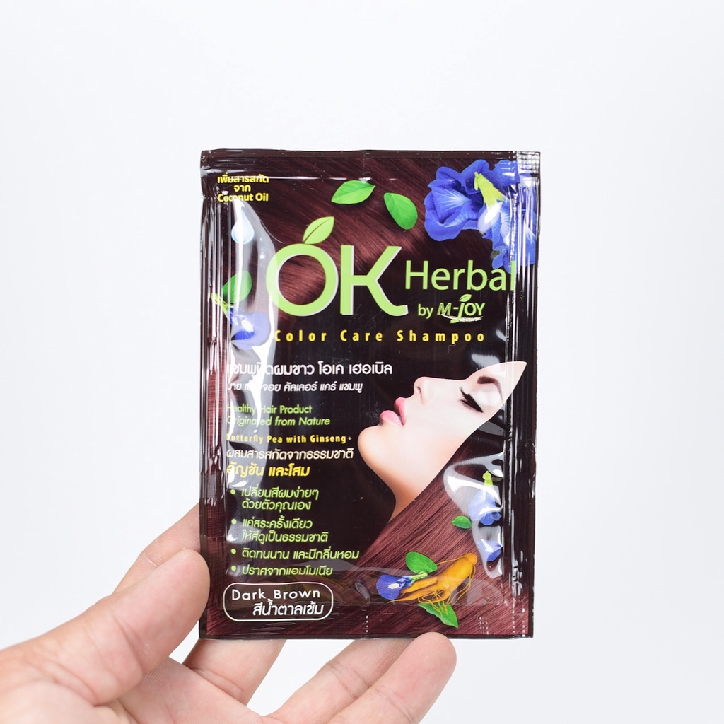 Hộp 12 gói gội nhuộm thảo dược Ok Herbal Thái Lan