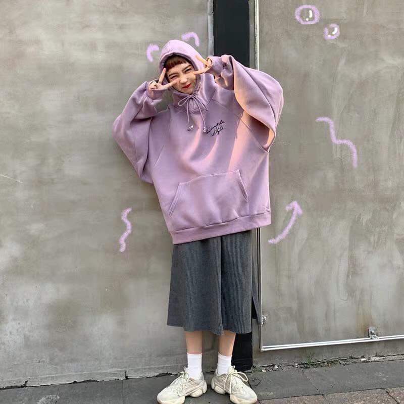 ÁO HOODIE SIMPLE STYLE UNISEX 3 MÀU TÍM ĐEN BE | BigBuy360 - bigbuy360.vn