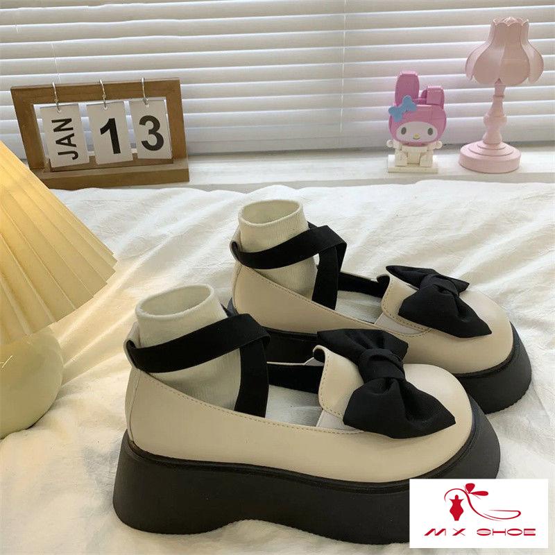 M & X ~  Giày Mary Jane Da Đế Dày Thiết Kế Mũi To Phong Cách Mới 2022