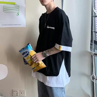 [Ảnh thật] Áo thun tay lỡ layer 2 màu [ áo thun tay lỡ unisex nam nữ mặc được]