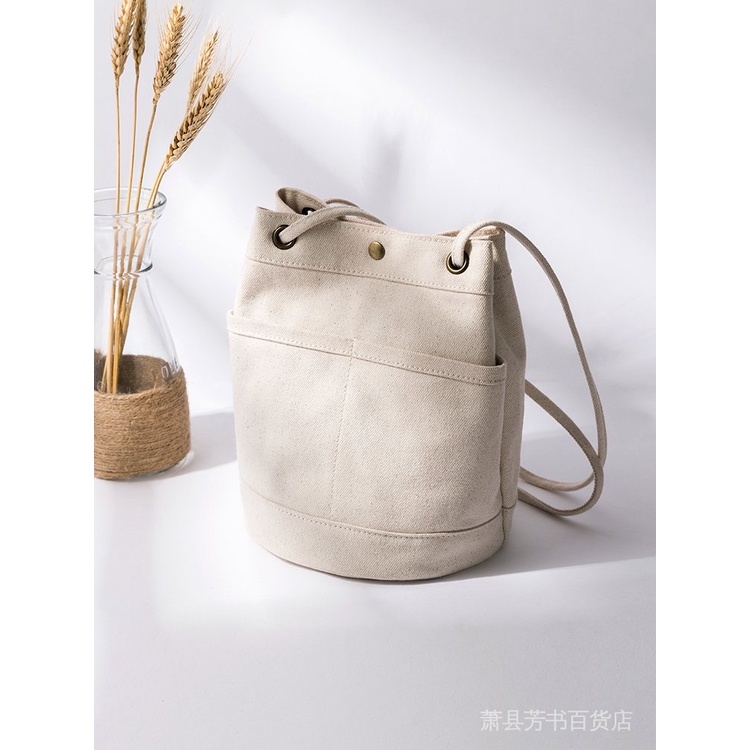 Women's canvas bag of yuanbenliangchang all-match ins fashion single shoulder artistic fresh simple crossbody women's bucket bag