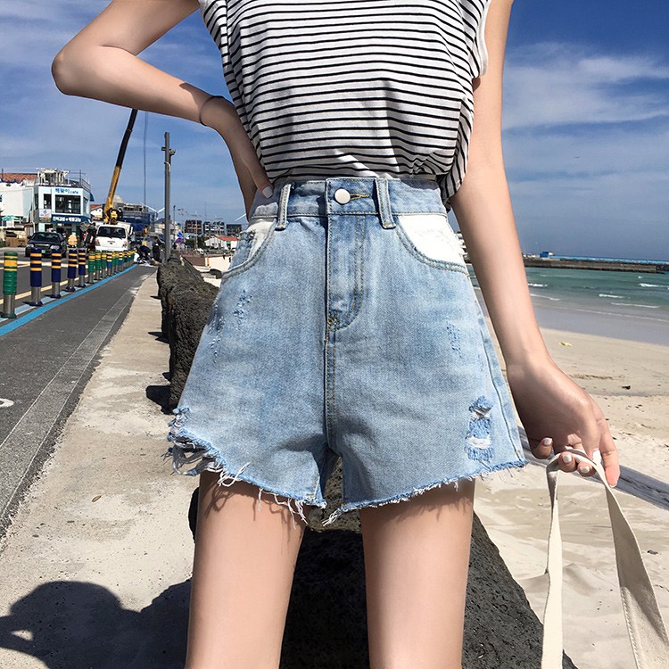 Quần ngắn denim Xiaozhainv phong cách Hàn Quốc cho nữ | BigBuy360 - bigbuy360.vn