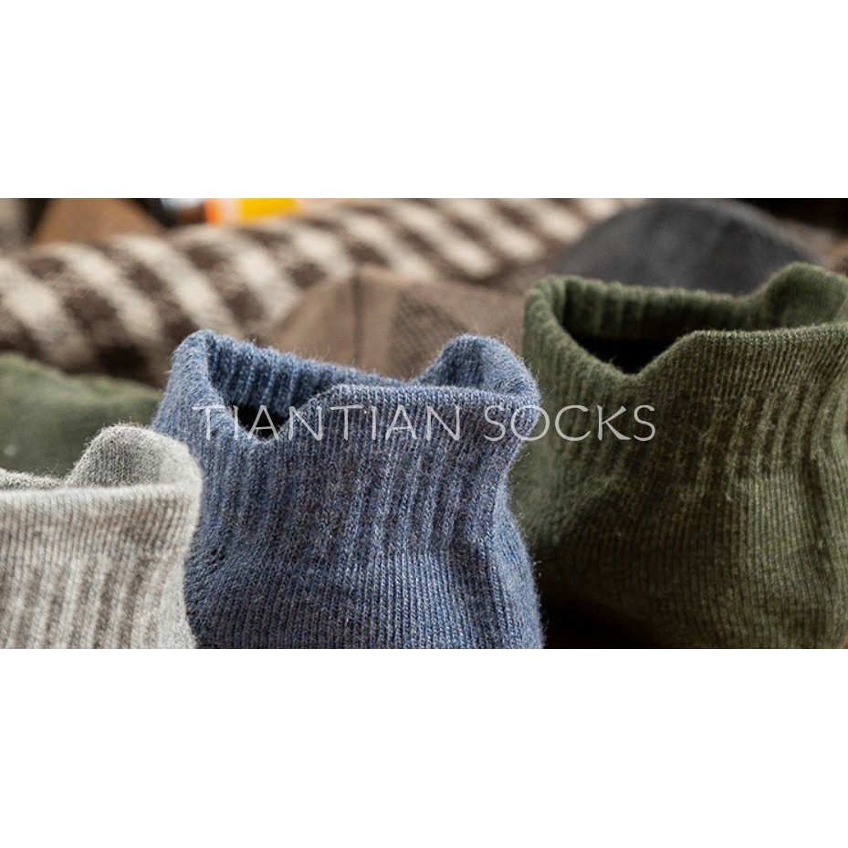 TIANTIAN T049 Tất bằng cotton cổ thấp thoáng khí chống mòn nhiều màu sắc cho nam
