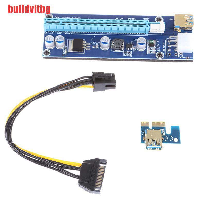 {buildvitbg}PCI-E Riser 1X to 16X Riser Card 60CM USB 3.0 PCI-E SATA to 6Pin Power Cable GVQ