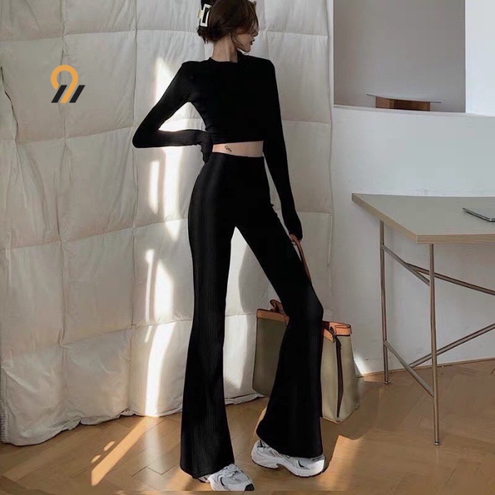Quần legging nữ Ống Loe Nữ M9 Cạp Cao Tôn Dáng