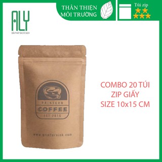 Túi zip giấy set 20 túi không cửa sổ tiện lợi, thân thiện môi trường size 10x15 cm
