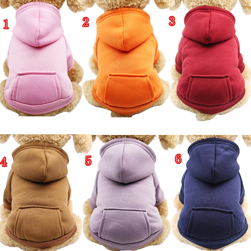 Áo hoodie Mùa Đông Màu Trơn Dễ Thương Cho Thú Cưng.
