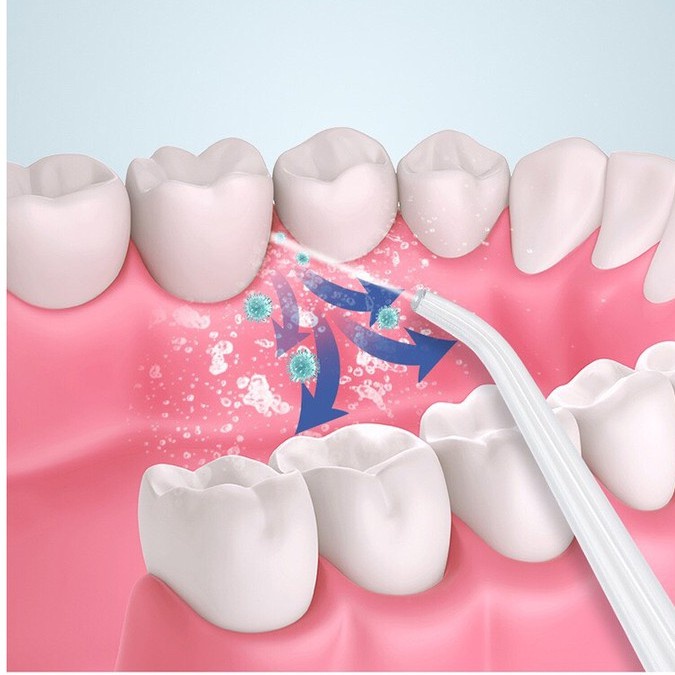 Máy Tăm Nước Vệ Sinh Răng Miệng Cầm Tay ORAL IRRIGATOR Chống Nước Kèm 4 Đầu Thay Làm Sạch Sâu, Trắng Răng