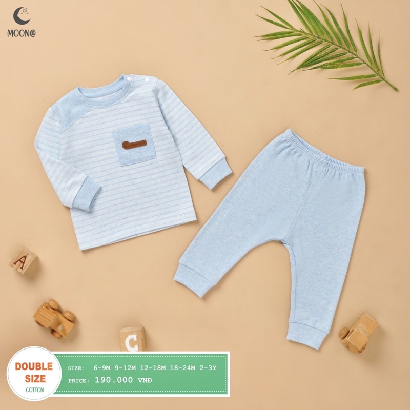 [CHÍNH HÃNG] Bộ dài tay nỉ nhung họa tiết trẻ em bé trai / bé gái Moon (Sz 6m-3y)