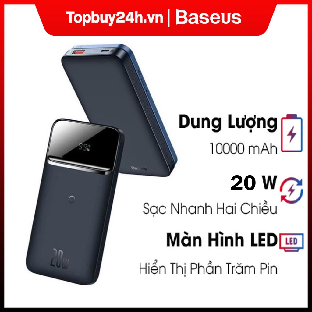 Pin sạc dự phòng Baseus 20W sạc nhanh không dây từ tính Magnetic dung lượng 10000mAh cho Iphone12