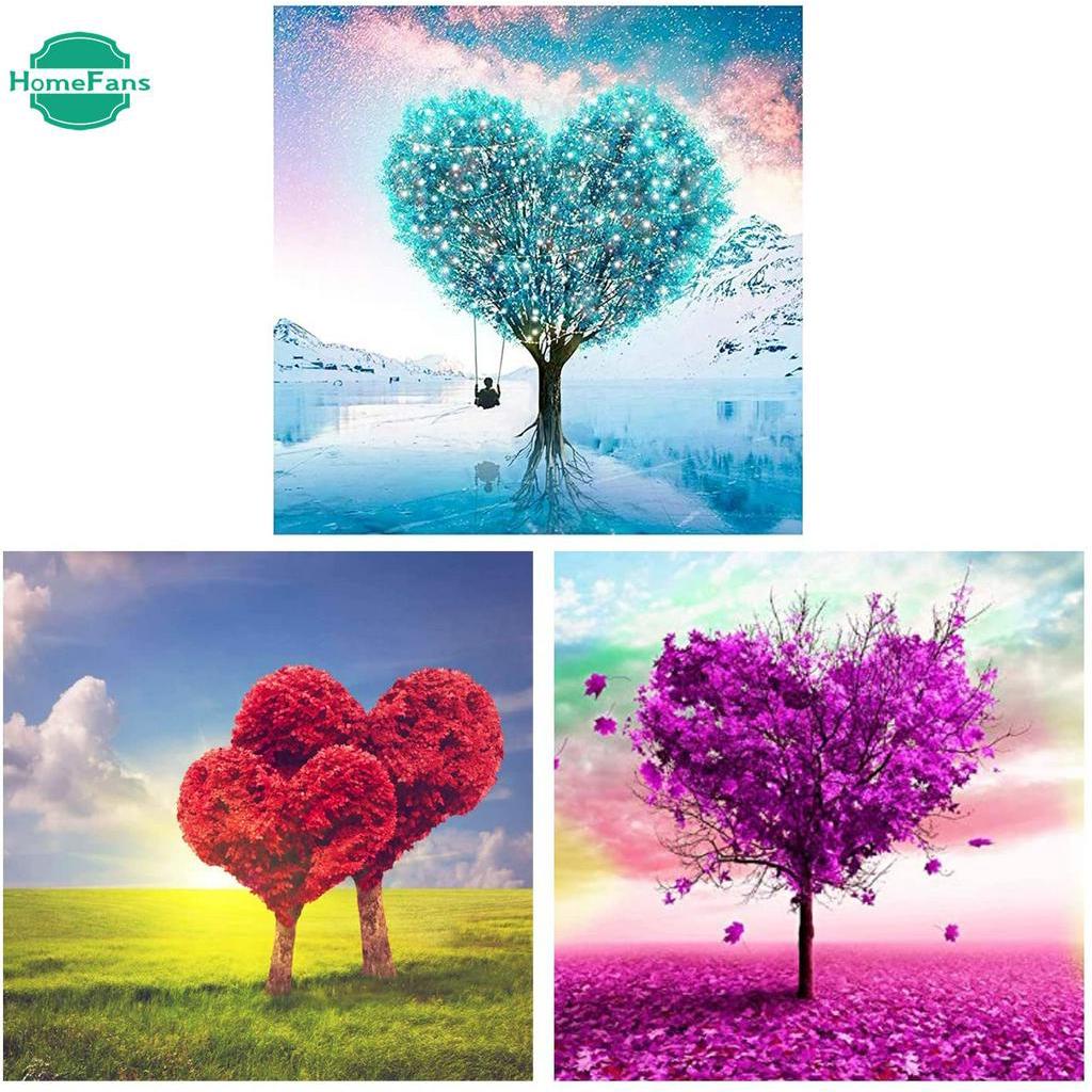 Bộ tranh đính đá 5D tự làm hình cây tình yêu (30x 30cm)