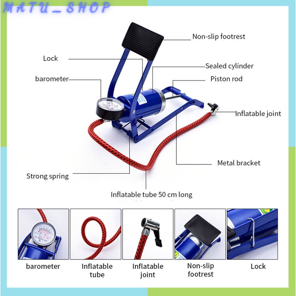 Bơm đạp chân xe máy mini ô tô xe đạp siêu tiện lợi