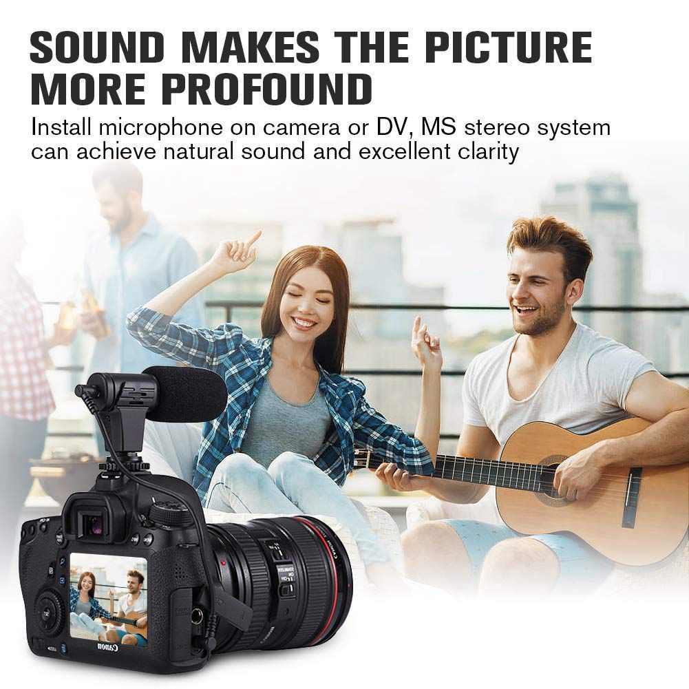 Portable Camera Microphone, Rabbit Hair Video Interview Microphone Directional Recording Shotgun Mic with Shock Mount for iPhone Andoid Smartphones, Nikon Canon EOS DSLR Cameras